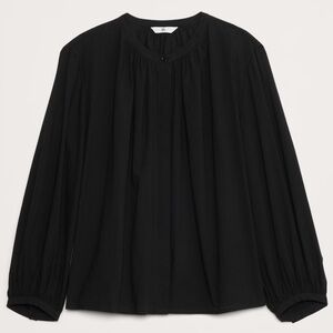 NEW Banana Republic 100% Cotton Voile Shirred Black Lightweight Blouse